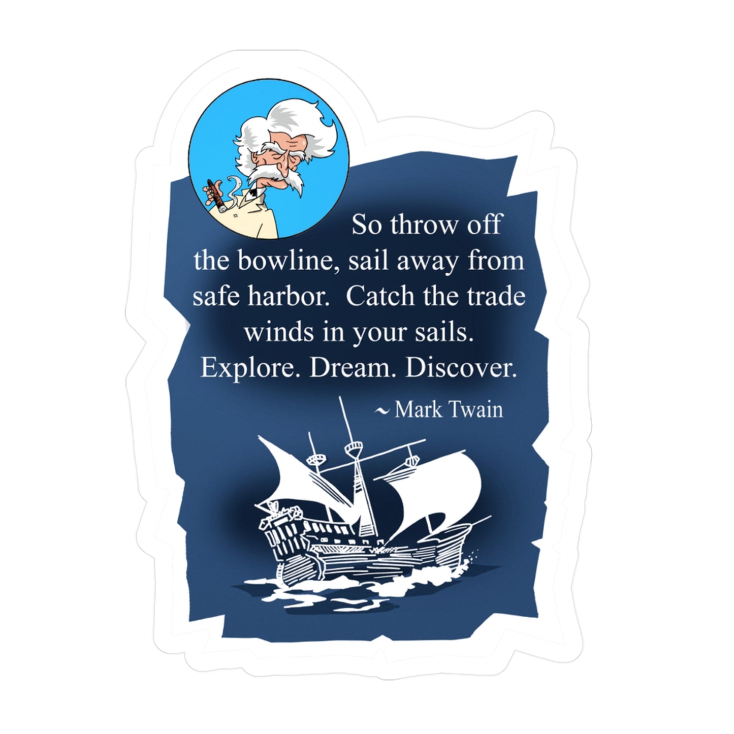 Mark Twain Vinyl Decal Quote, Explore Dream Discover Phone Case Sticker, Computer sticker, Twain Merchandise, Travel, Computer Sticker